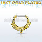 gsepm16 gold plated silver septum clicker, 16g w small balls