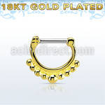 gsepn16 gold plated silver septum clicker, 16g w big balls