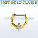 gsepr14 gold plated silver septum clicker, 14g w flower czs