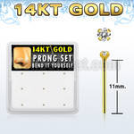 gys2x box 14kt gold bend it nose studs 20g w 1.5mm clear cz 