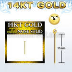 gysb1b 14kt gold nose bend it nose stud, 20g w 1.5mm ball top