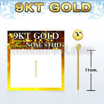gysb9 9kt gold bend it nose stud w a 1.5mm ball shaped top
