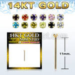 gyzm12 14kt gold bend it nose stud w 1.25mm color cz stone
