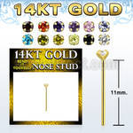gyzm1 14kt gold bend it nose stud with 2mm round prong set cz