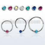 hbcrc16 high polished steel hinged ball closure ring w crystal