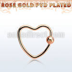 hcrtt16 rose gold steel heart shaped ball closure ring 3mm ball