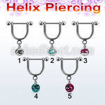 heucfr5 316l steel helix stirrup w 5mm zebra multi crystal ball