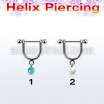 heud2 316l steel helix stirrup w 5mm faux turquoise ball