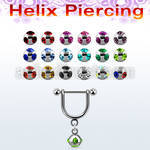 heud5 316l steel helix stirrup w 5mm multi jewel ball