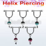 heuefr5 316l steel helix stirrup w5mm 2 color multi crystal ball