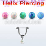 heuop4s steel helix stirrup w 3mm balls dangling 4mm opal ball