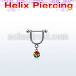 heurfr5 316l steel helix stirrup w 5mm rasta multi crystal ball