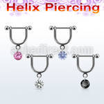 heuz9 316l steel helix stirrup w 5mm cz stone