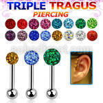 hexcfr 316l steel triple tragus piercing with 3 5mm ferido ball