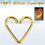 hexhrg 18k gold plated silver heart shaped helix piercing ring