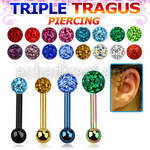 hextcfr anodized 316l steel triple tragus piercing w ferido ball