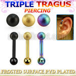 hextifo anodized steel triple tragus piercing 3 5mm frosted ball