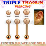 hexttifo rose gold triple tragus piercing w 3 5mm frosted ball