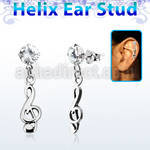 hexzd17 925 silver helix earstud w cz a musical note dangling