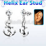 hexzd18 925 silver helix earstud w cz a anchor with rope