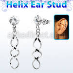 hexzd31 925 silver helix earstud w cz a coil shaped dangling