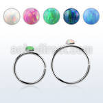 hpo2 silver seamless nose hoop w 2mm synthetic opal top