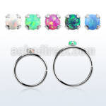 hppo15 silver seamless nose hoop w 1.5mm prong set opal