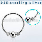 hr17 silver seamless nose hoop w bali wire design 3mm ball