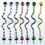 idat14 pvd 316l steel industrial zig zag barbell with 5mm balls