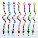 idatn14 pvd 316l steel industrial zig zag barbell with cones