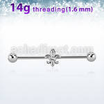 idsh24s steel industrial barbell w fleur de lis design