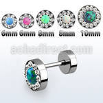 ifrdco steel fake plug w crystal studded rim synthetic opal