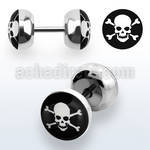 ilpe 316l steel fake plug with white skull on black logo