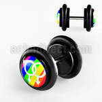 ilvgr10 acrylic plug with 2 male signs on rainbow w o rings