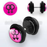 ilvgr12 acrylic fake plug with 2 male signs on pink w o rings