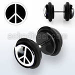 ilvgr17 black acrylic fake plug with black white peace symbol