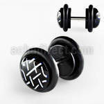 ilvgr20 acrylic fake plug with b w woven design with o rings