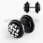 ilvgr21 black acrylic fake plug with woven design with o rings