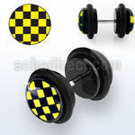 ilvgr24 acrylic plug with black yellow checkered with o rings