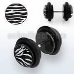 ilvgr29 acrylic fake plug with b w zebra stripes with o rings