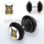 ilvgr63 acrylic fake plug with owl on white logo with o rings