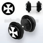 ilvgr64 acrylic fake plug with cross on black with o rings