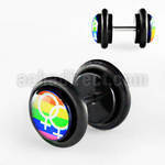 ilvgr9 acrylic plug with 2 female signs on rainbow with o rings