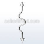 inacn5 316l steel industrial zigzag barbell 14g w 5mm cones