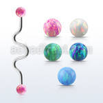 inaop5 steel industrial zig zag barbell w synthetic opal balls