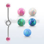 inbop5 steel industrial loop barbell w 5mm synthetic opal balls