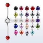 inbpr5 316l steel industrial loop barbell with faux pearl balls