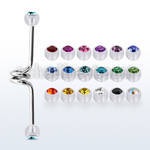 incajb5 steel industrial twister barbell w acrylic crystal balls