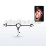 incnd14 steel industrial loop barbell w cones lightning symbol