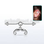 incnd7 steel industrial loop barbell w dangling french mustache